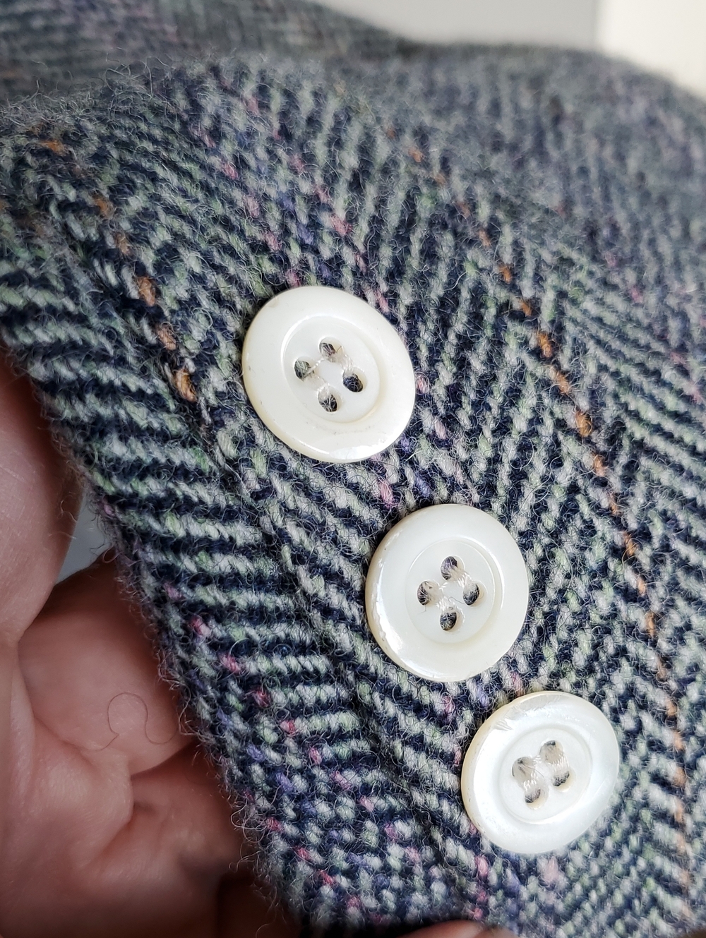 EUC Vintage Harris Tweed 100% Wool Car Coat In Blue/Gray Sz 10 US/ 14 UK - Picture 8 of 12